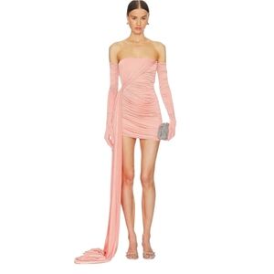 NWT $420 REVOLVE MOTHER OF ALL Delores Mini Dress In Peach Small No Gloves